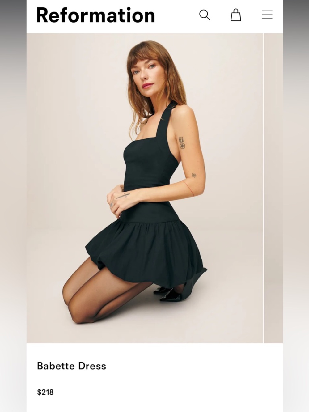 NWT Reformation Babette Bubble Hem Mini Dress - Size 0